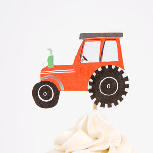 on the farm tractor cupcake topper