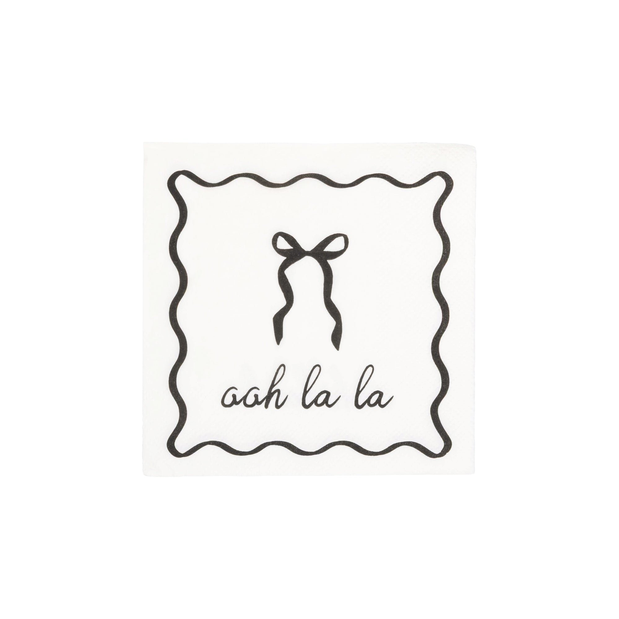 Cream dessert napkin with black bow design