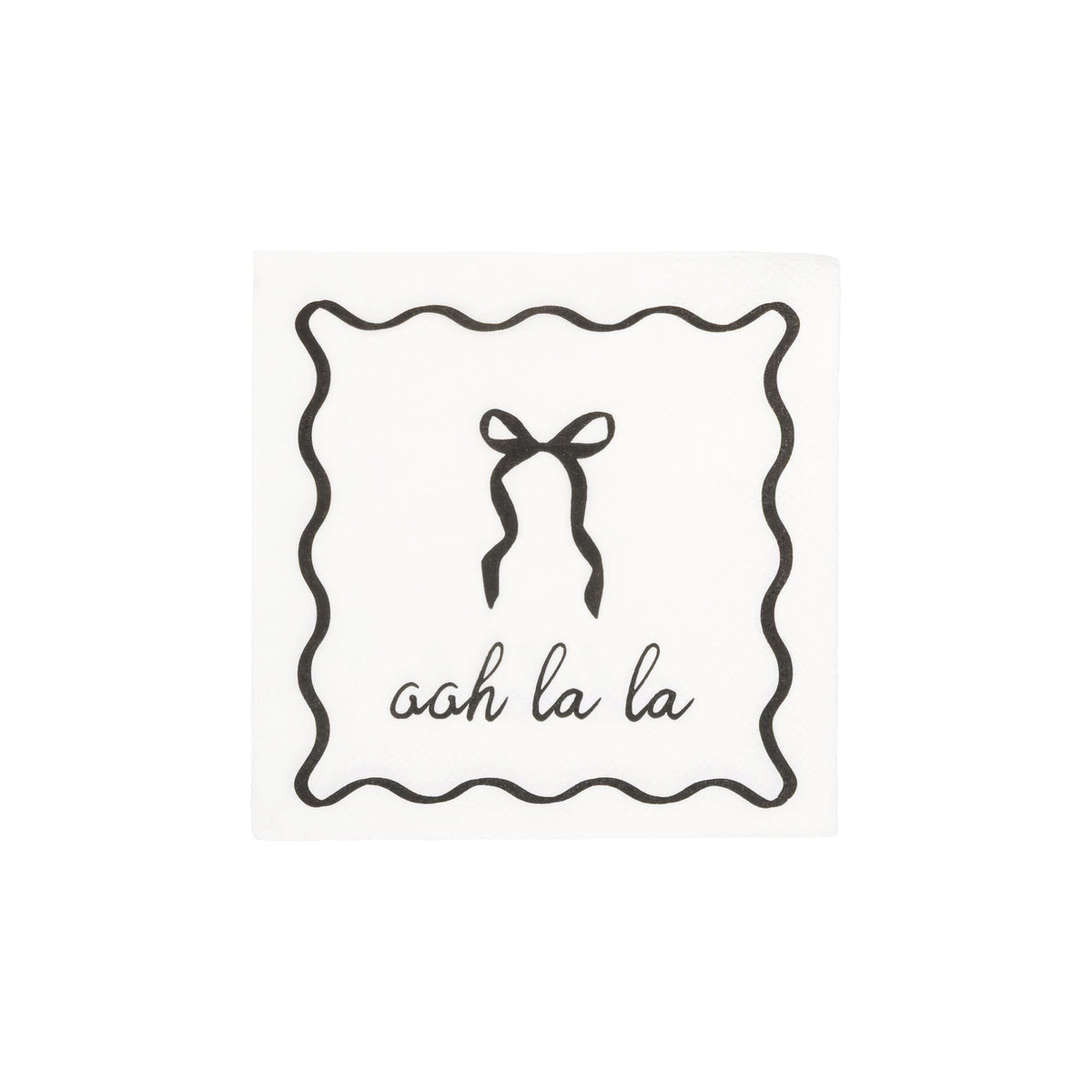 Cream dessert napkin with black bow design