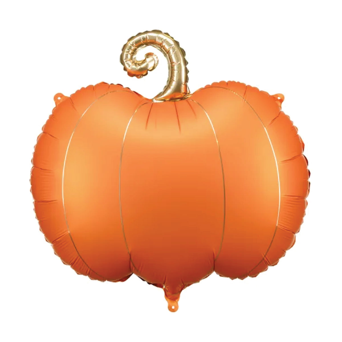 Orange pumpkin foil balloon with curled gold stem