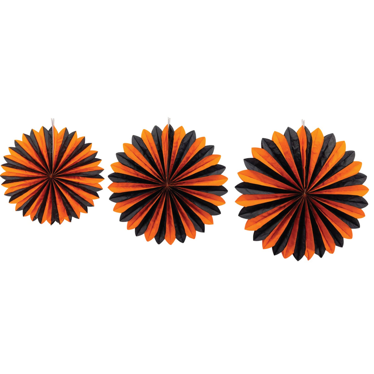 Orange and Black Large Tissue Fans in three coordinating sizes