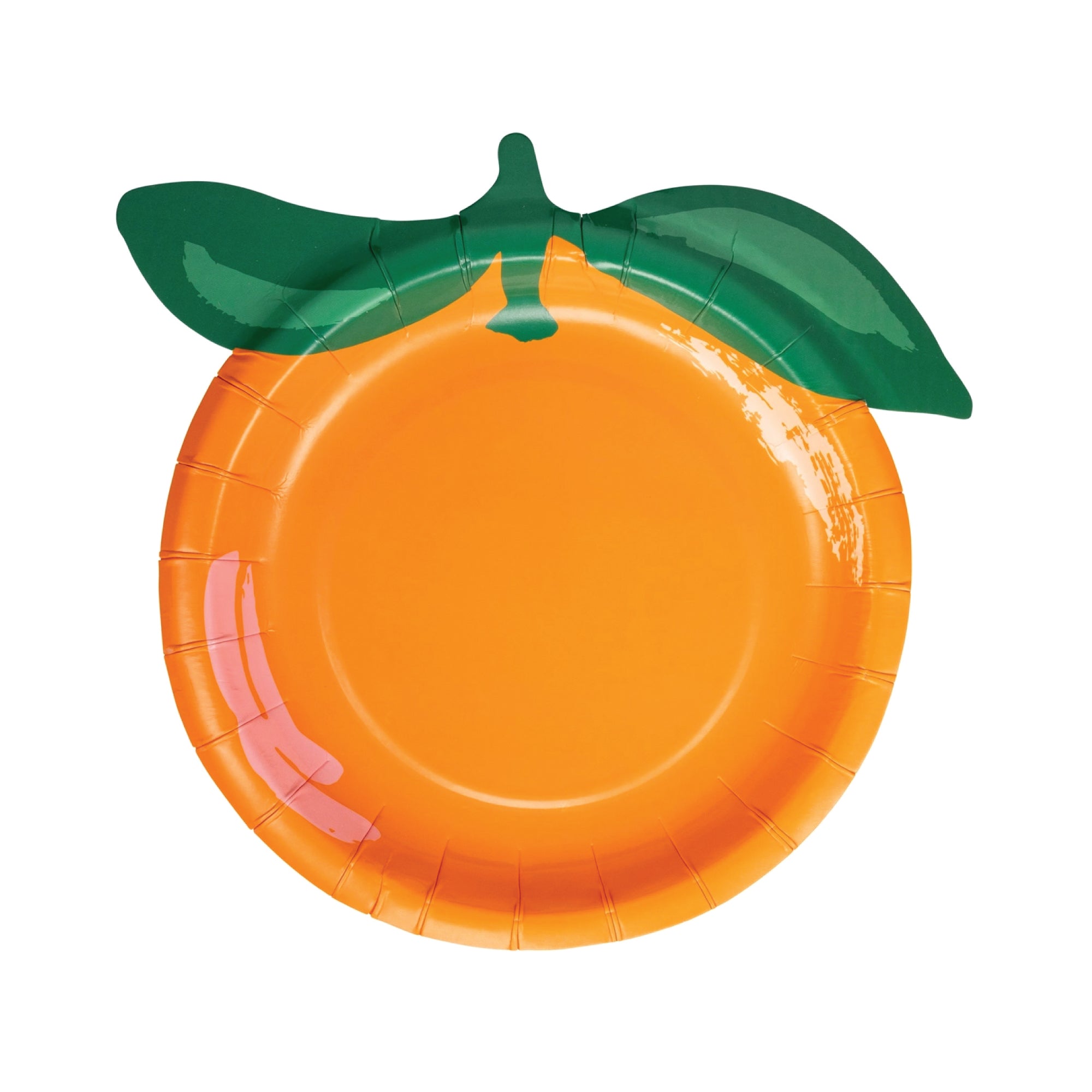 Orange shaped dessert plates with green leaf detail