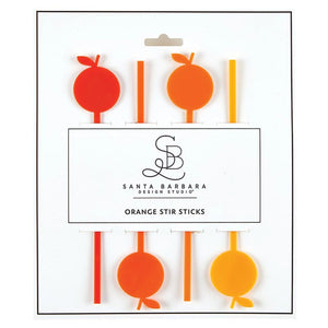Orange acrylic stir sticks for summer parties and drink stations