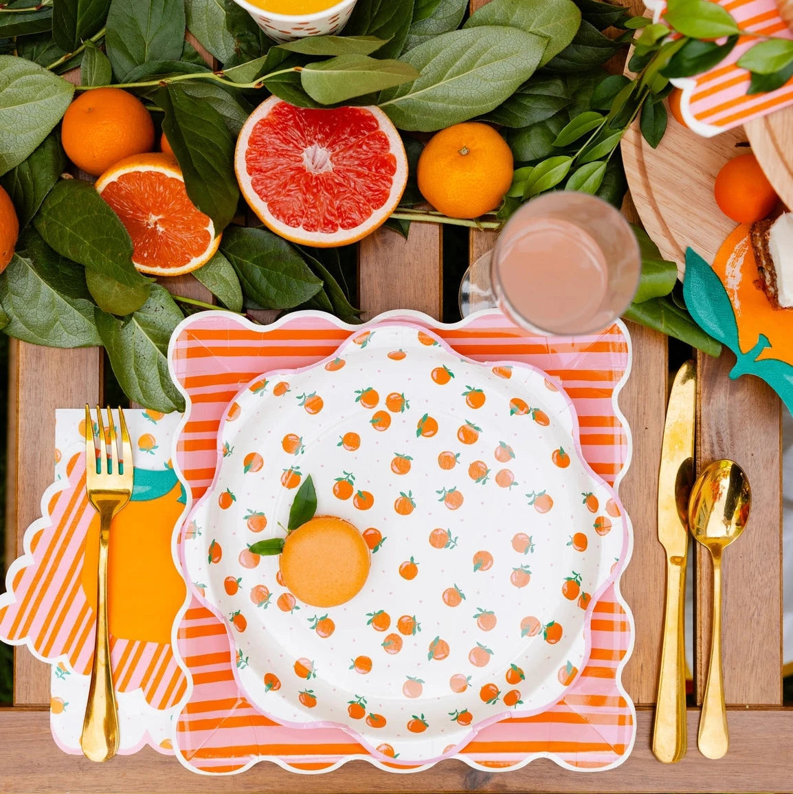 Citrus patterned lunch plates for summer parties