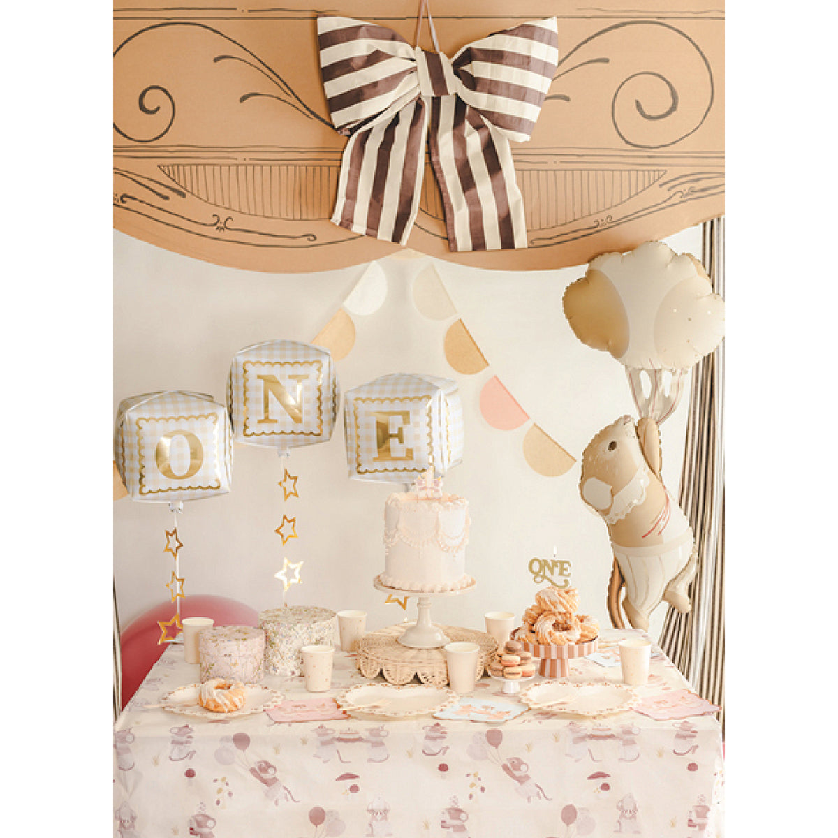 Reusable ONE foil balloons for baby first birthday