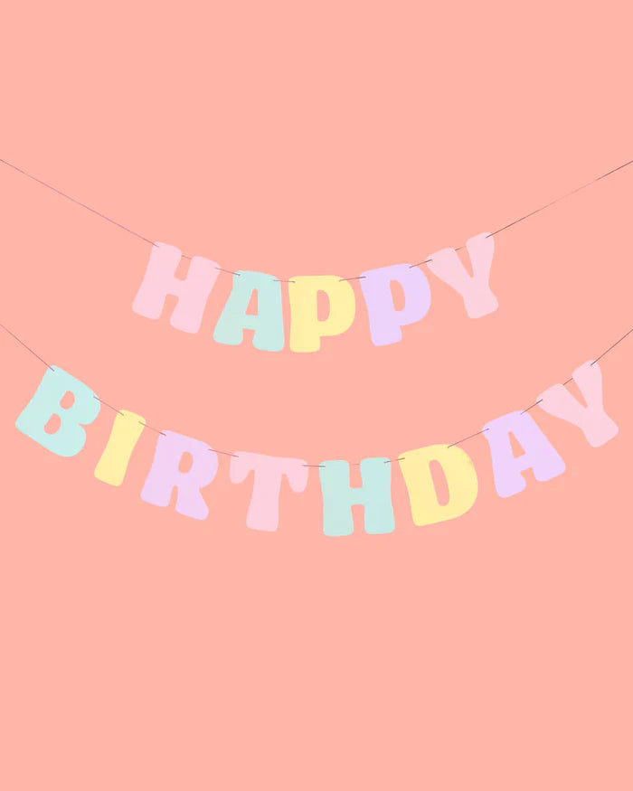 Pastel Happy Birthday Letter Banner 5ft | The Party Darling