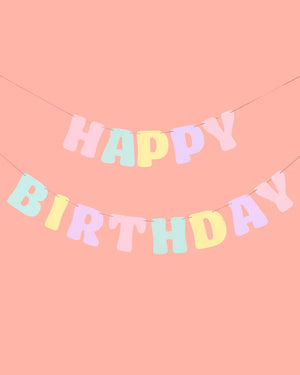 Pastel Happy Birthday Banner 5ft | The Party Darling