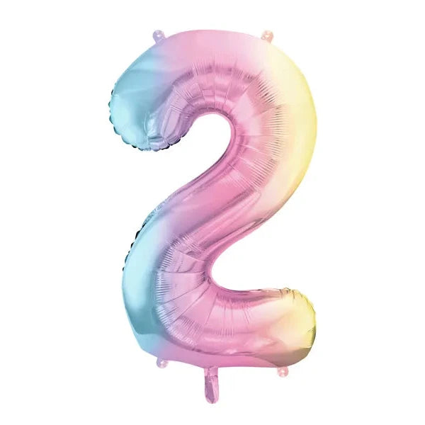 34" Pastel Rainbow Number Balloon 2