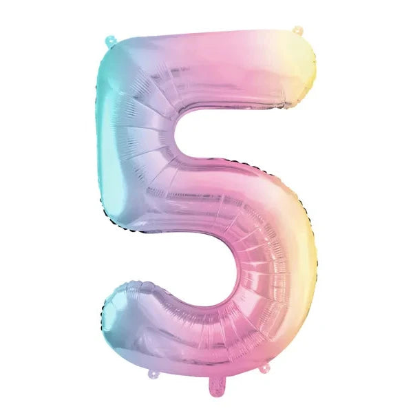 34" Pastel Rainbow Number Balloon 5