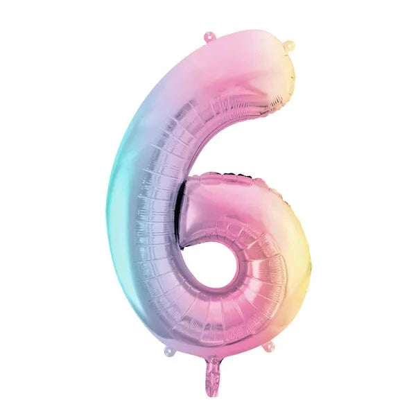 34" Pastel Rainbow Number Balloon 6