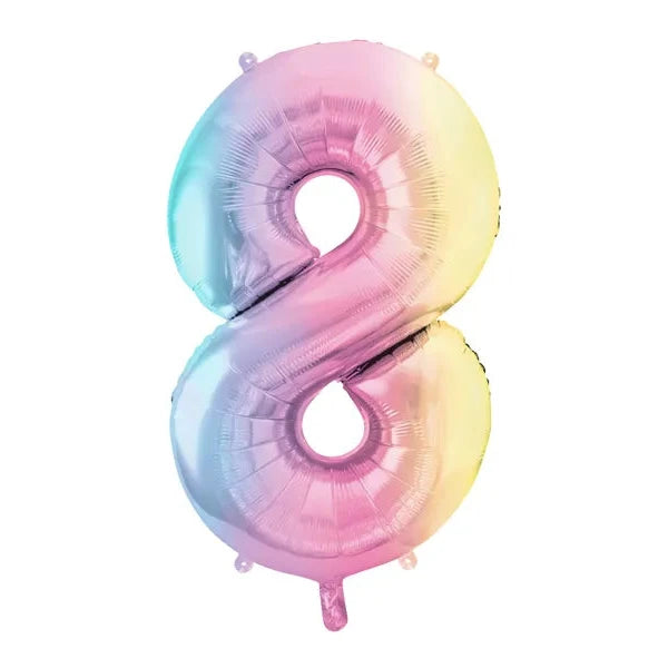 34" Pastel Rainbow Number Balloon 8