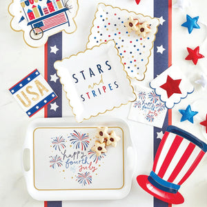 Happy Fourth of July Bamboo Serving Tray Patriotic Table