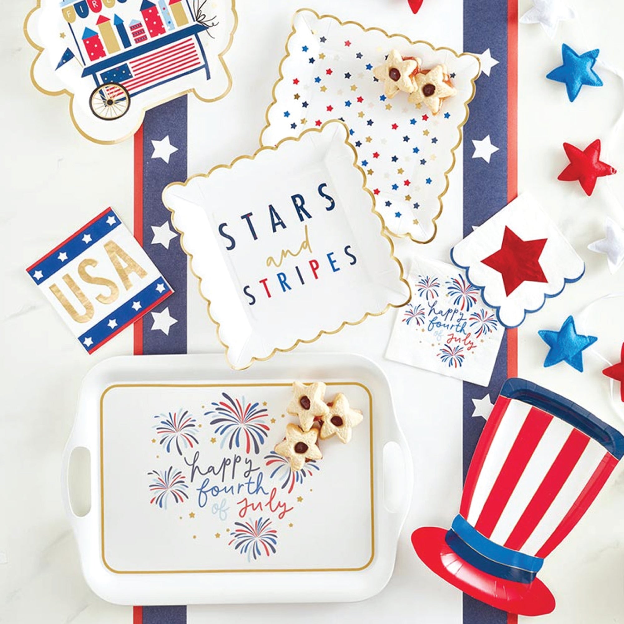 Patriotic Uncle Sam Hat Shaped Lunch Plates 8ct | The Party Darling