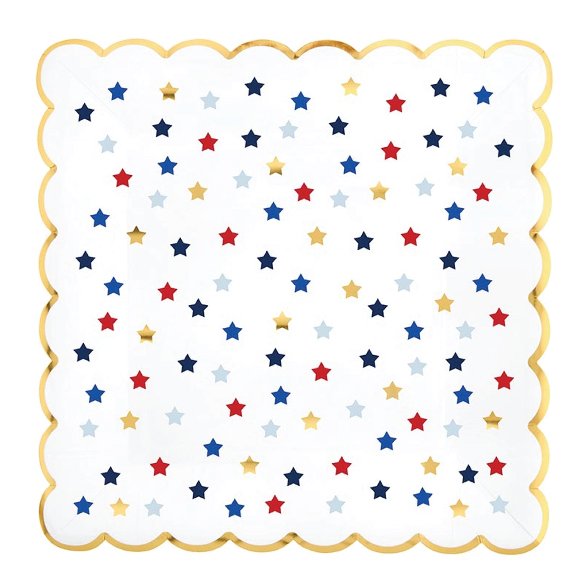 Patriotic Stars & Stripes Square Lunch Plates 8ct Star Design