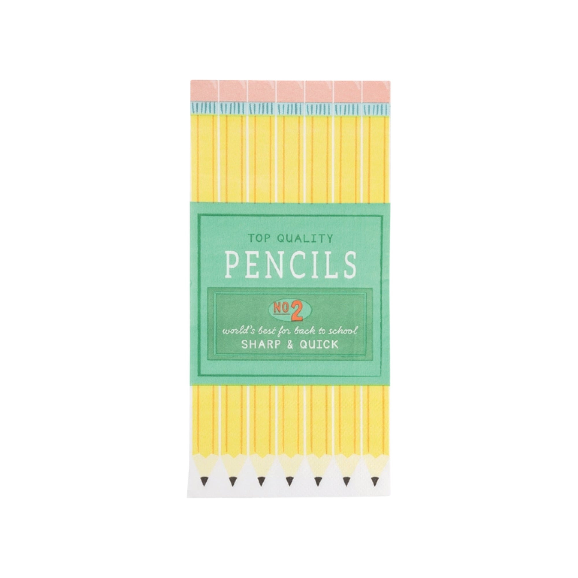 Guest towels designed like yellow pencils with green label