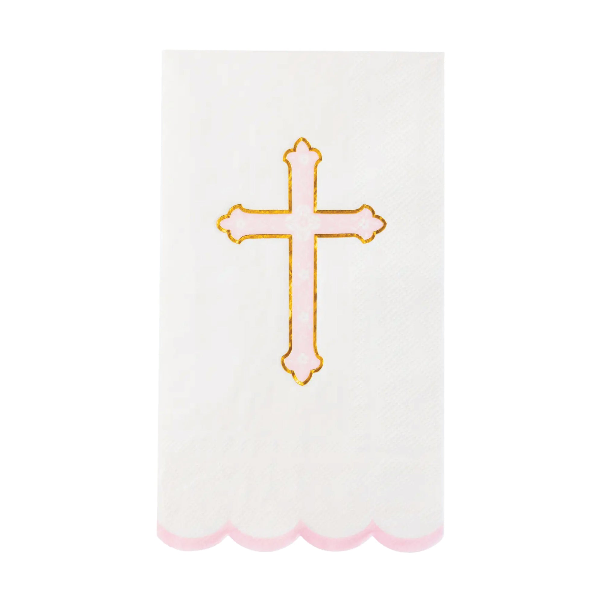 Petal Pink Cross Guest Towels for baptisms and communions