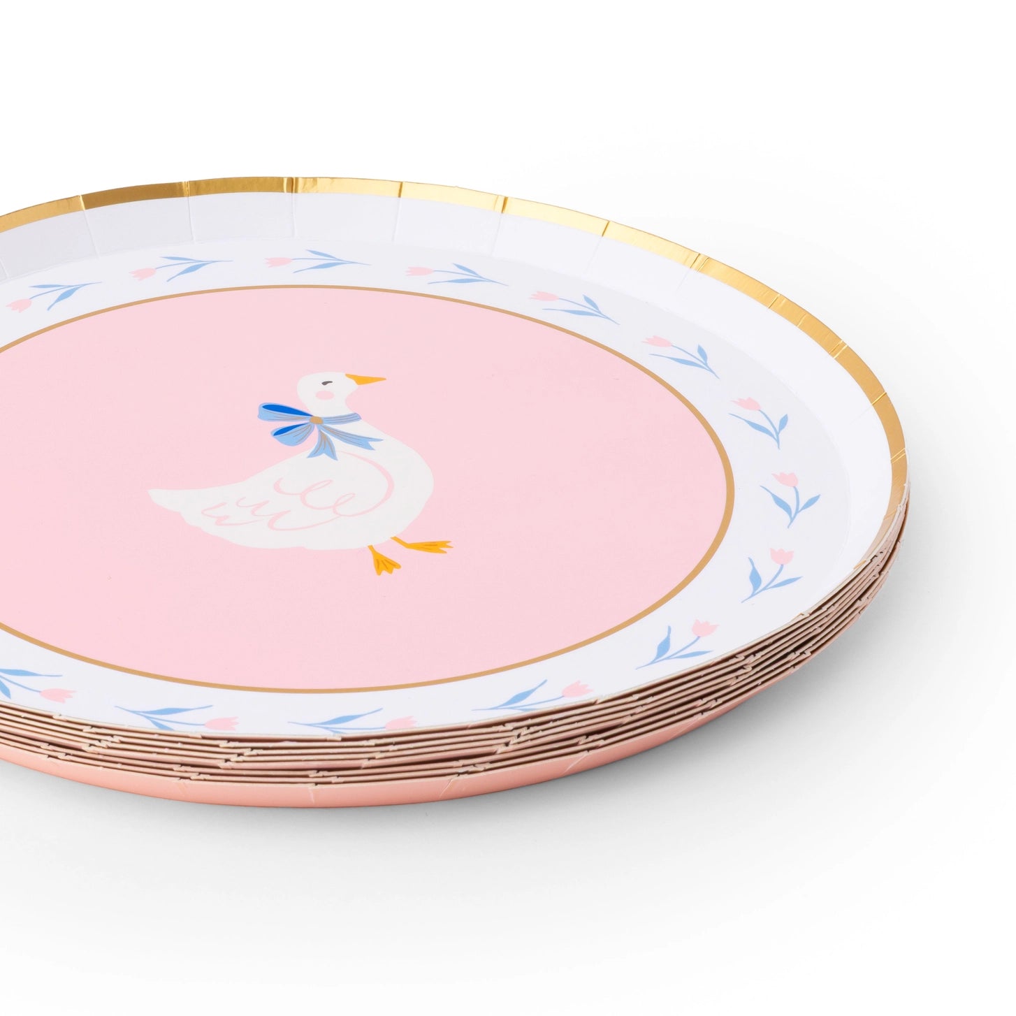 Whimsical goose party plates for spring celebrations