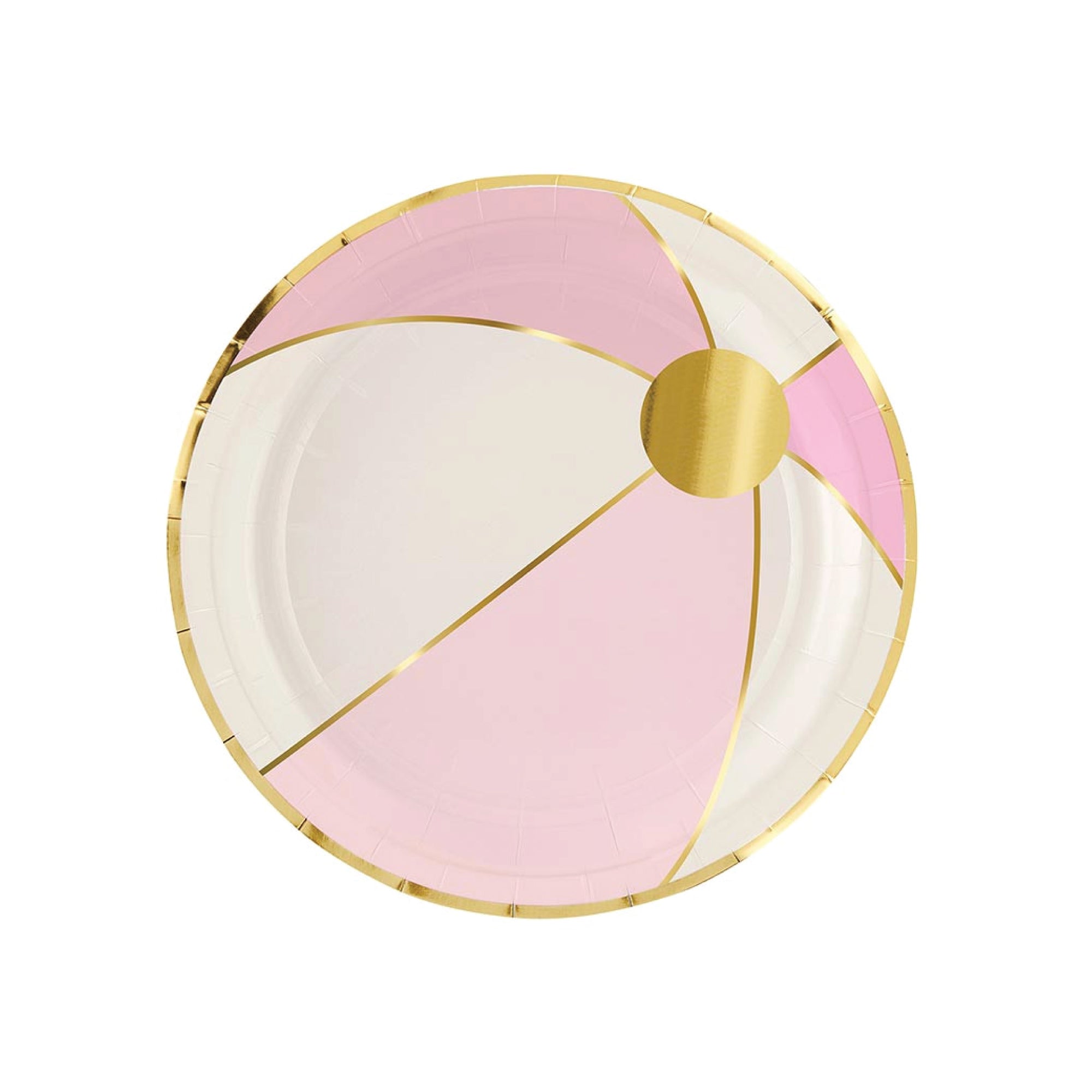 Pink and gold beach ball shaped dessert plates