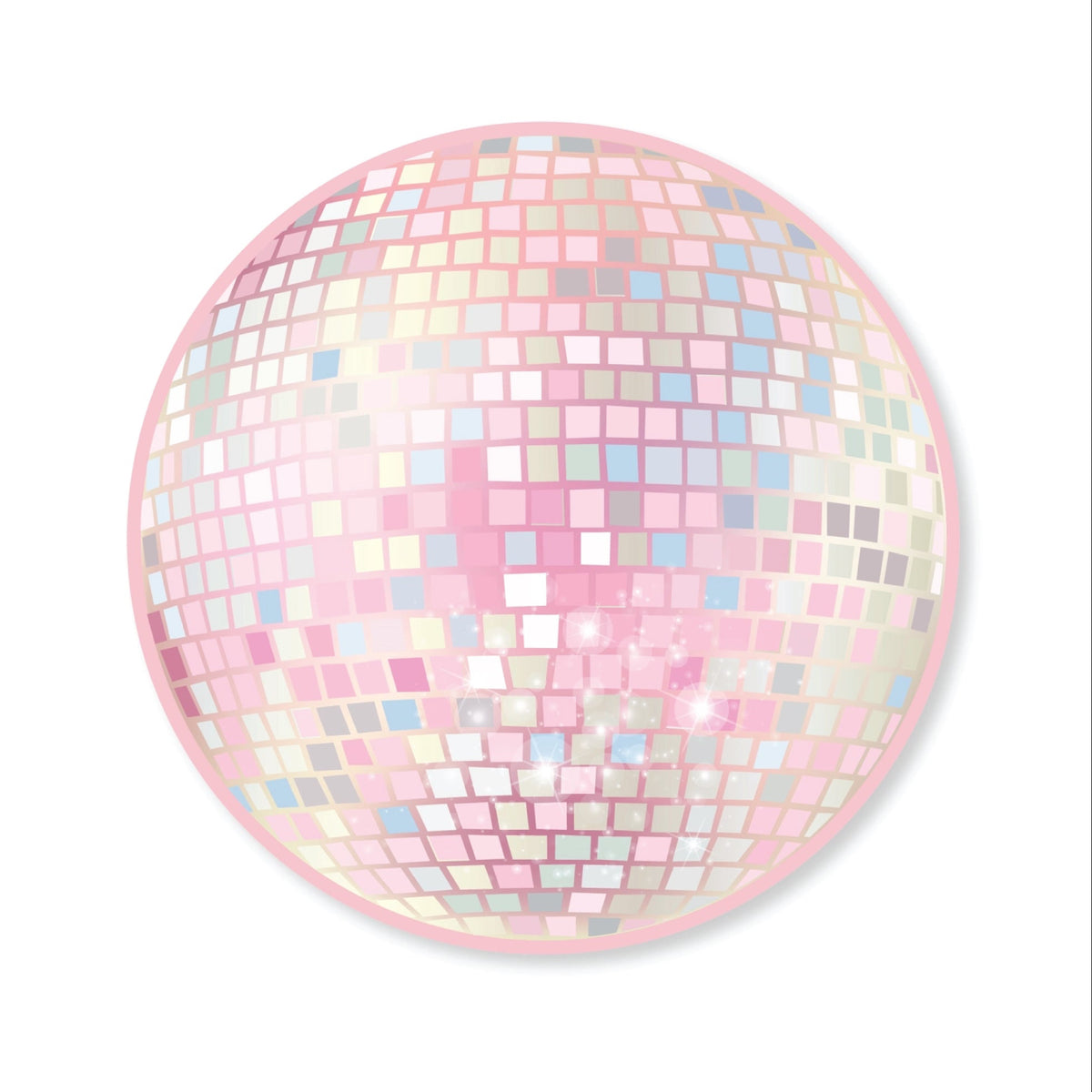 Pink disco ball dessert plates with mosaic square pattern