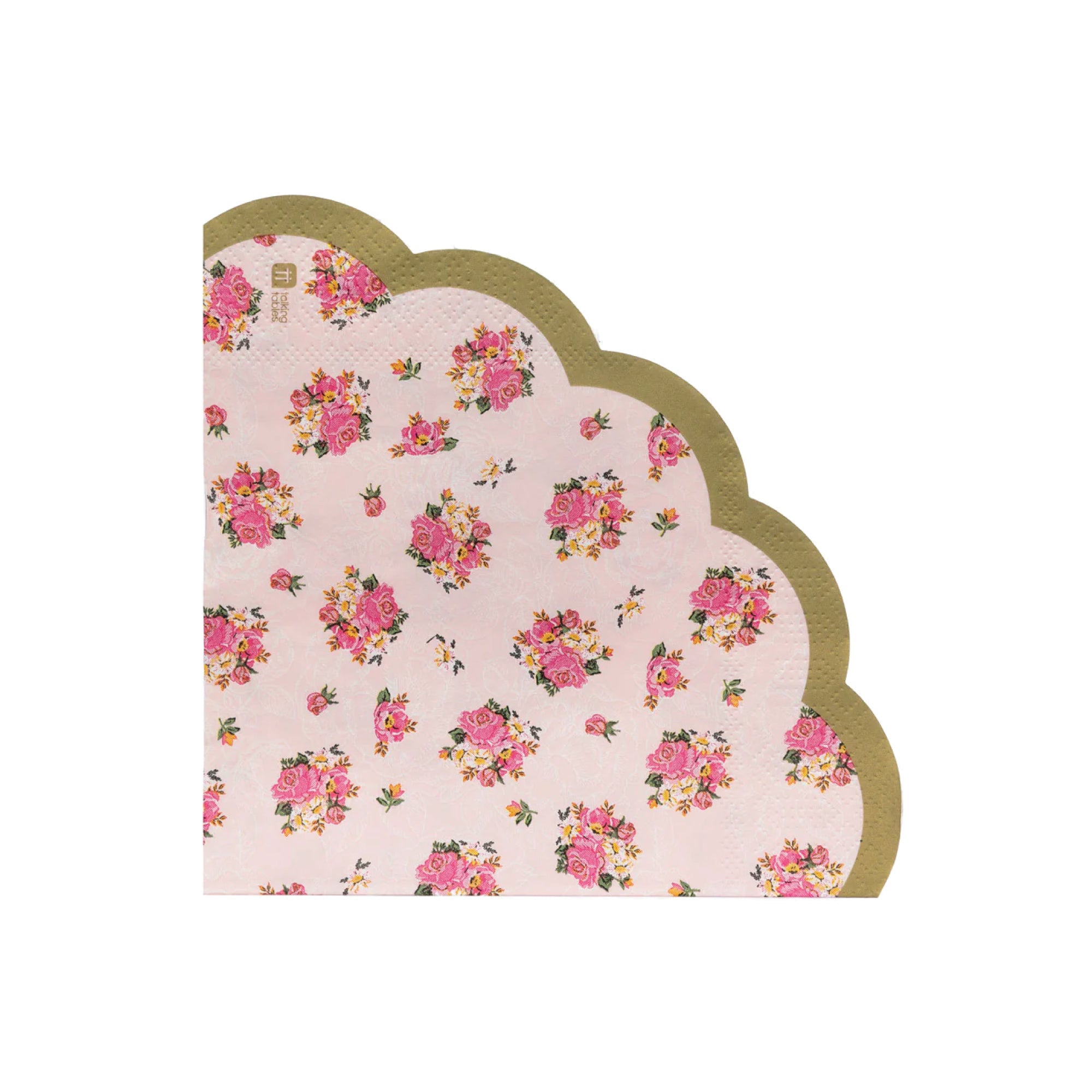 Pink Floral Scalloped Edge Lunch Napkins 50ct | The Party Darling