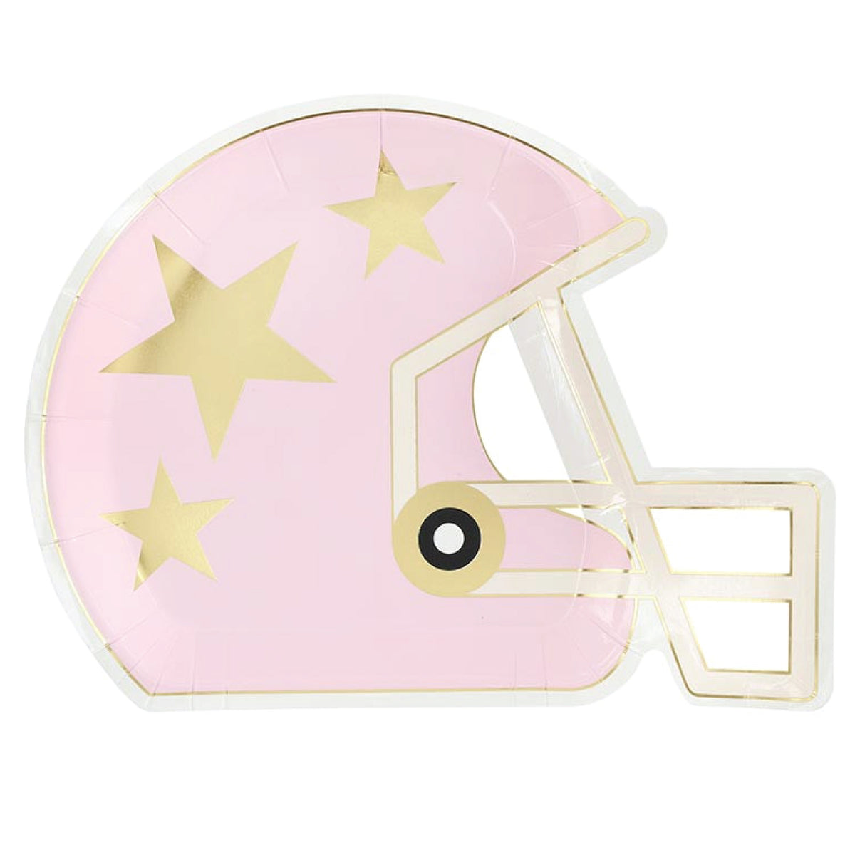 Pink Football Helmet Lunch Plates with gold stars
