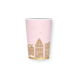 Pink Gingerbread House Paper Cups 8ct | The Party Darling
