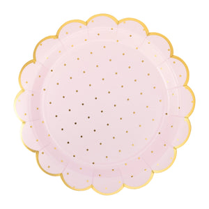 Pink Polka Dot Scalloped Lunch Plate 8ct | The Party Darling