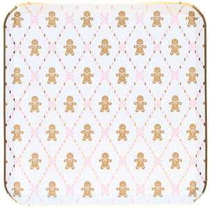 Pink Gingerbread ManSquare Dinner Plates 8ct | The Party Darling