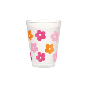 Pink & Orange Daisy Plastic Cups 8ct | The Party Darling