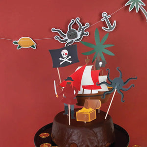 Pirate Party Cake Toppers 6ct On Cake