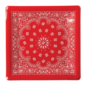 Red Bandana Lunch Plates 8ct | The Party Darling