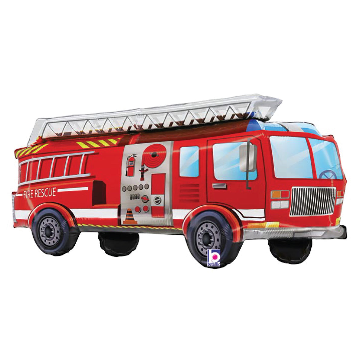 Red Ladder Fire Truck Foil Balloon 34in | The Party Darling