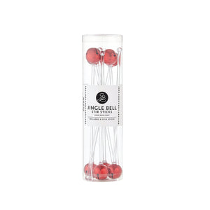 Red Jingle Bell Drink Stirrers 8ct Packaged