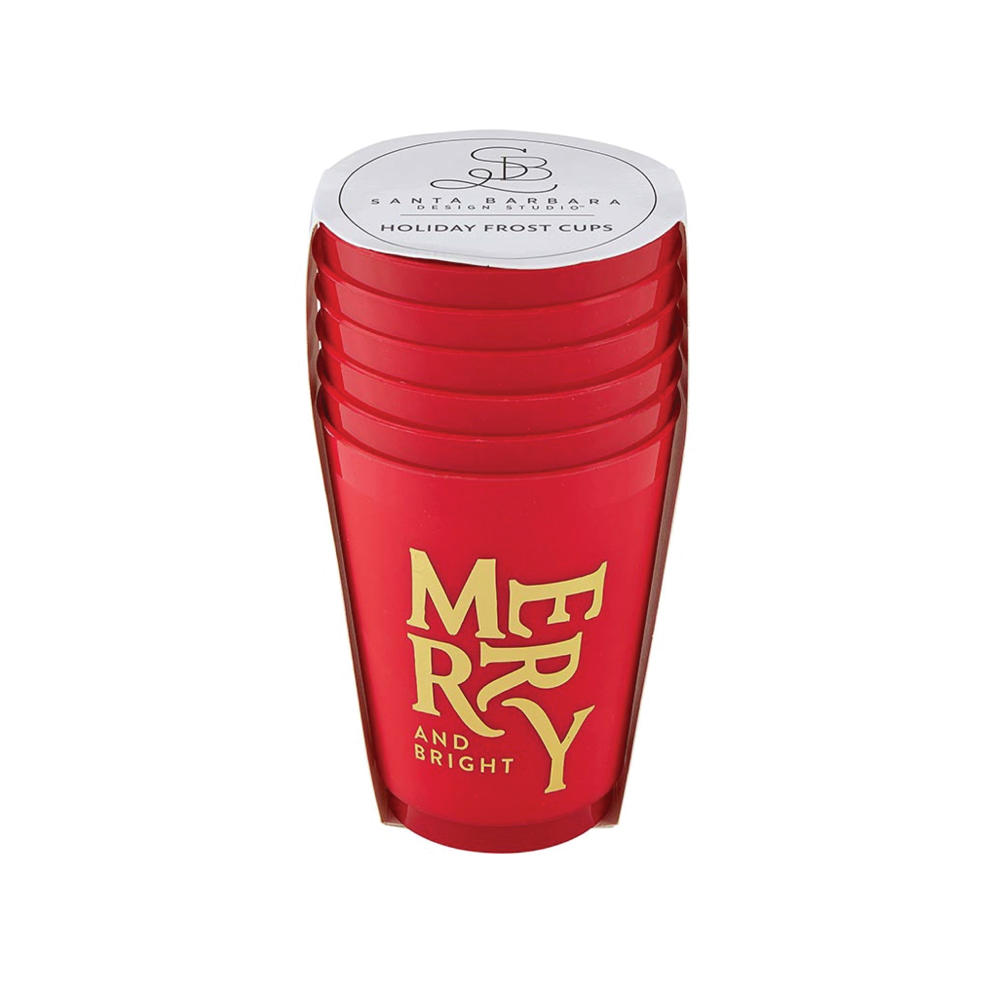 Red Merry and Bright Frosted Plastic Cups 6ct | The Party Darling
