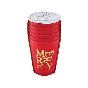 Red Merry and Bright Plastic Cups 6ct Packaged