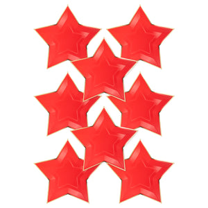 Red Star Shaped Lunch Plates 8ct Scattered