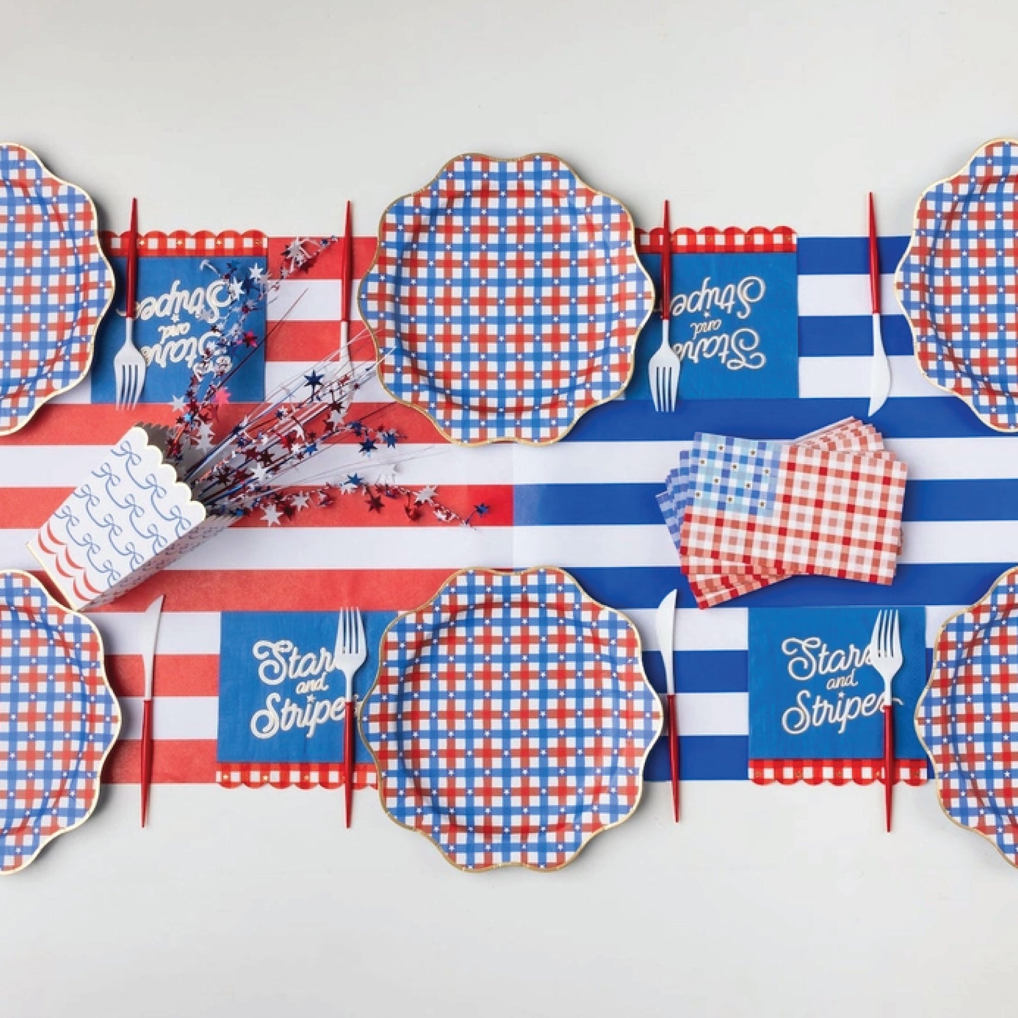 Patriotic party napkins for summer barbecue table