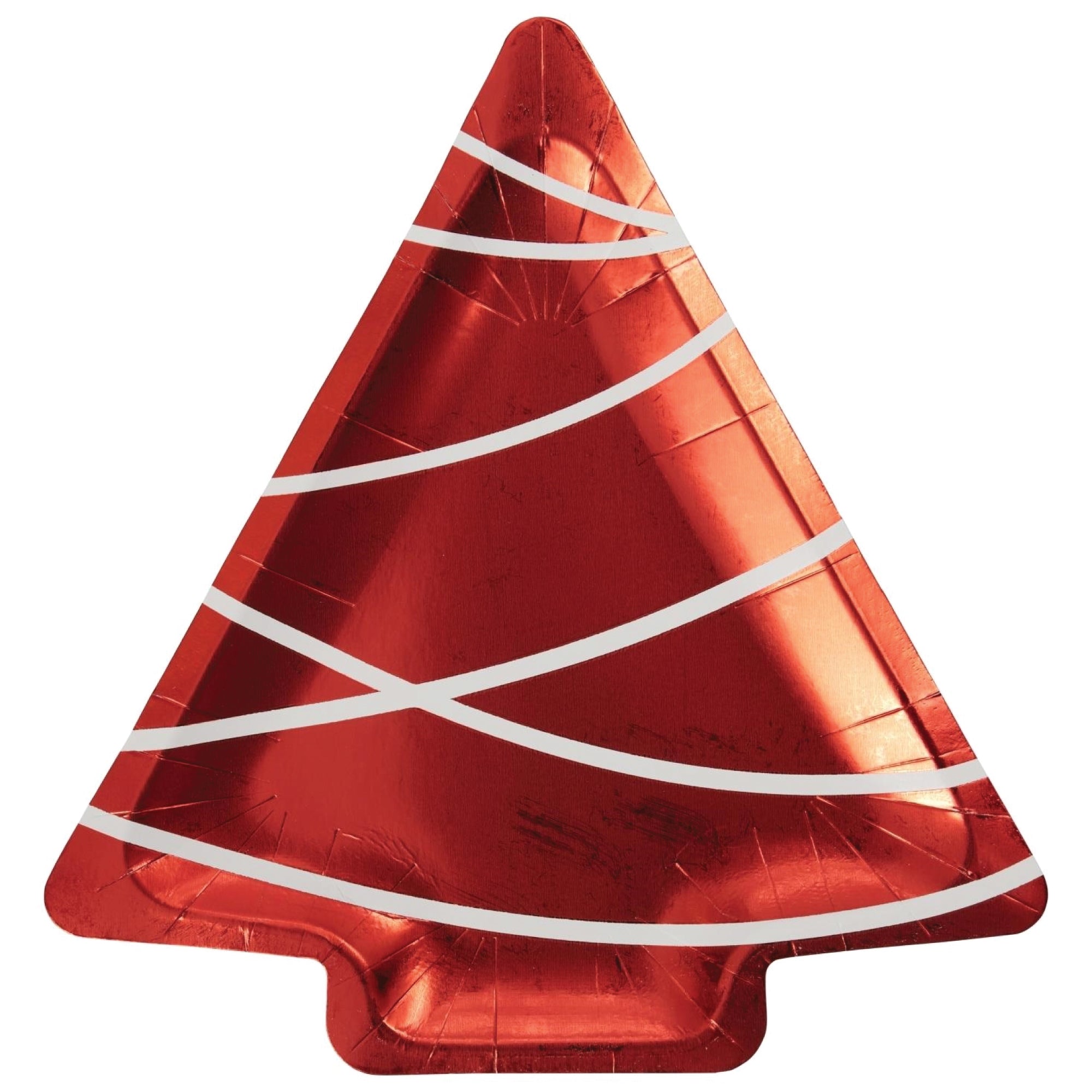 Red & Green Foil Christmas Tree Lunch Plates 8ct Red Plate