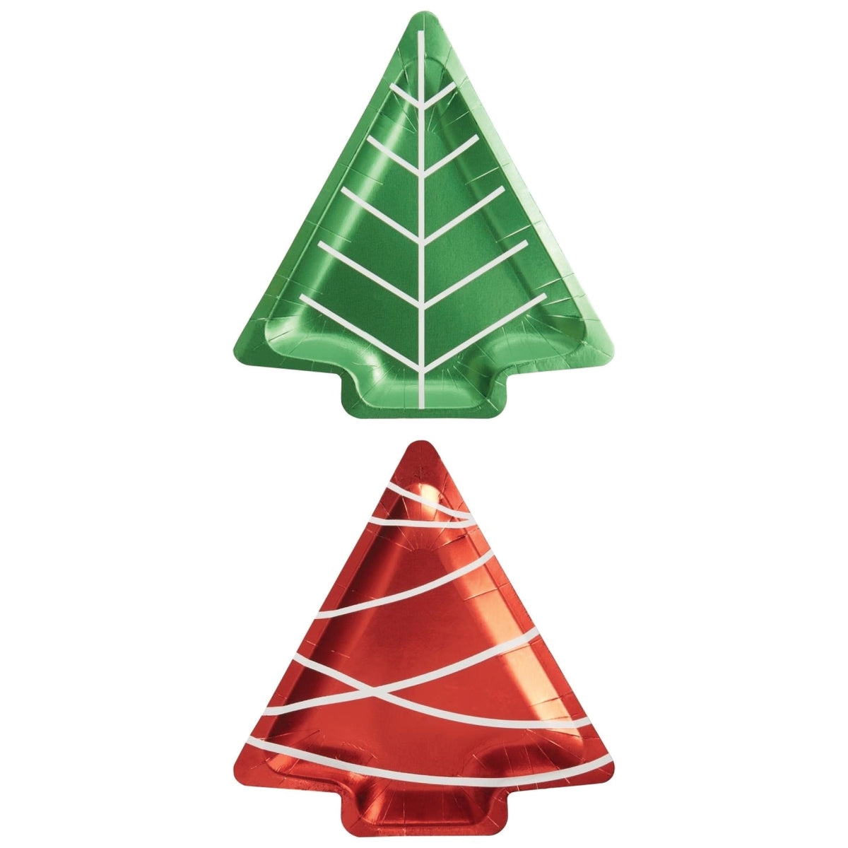Red &amp; Green Foil Christmas Tree Lunch Plates 8ct Two Colors