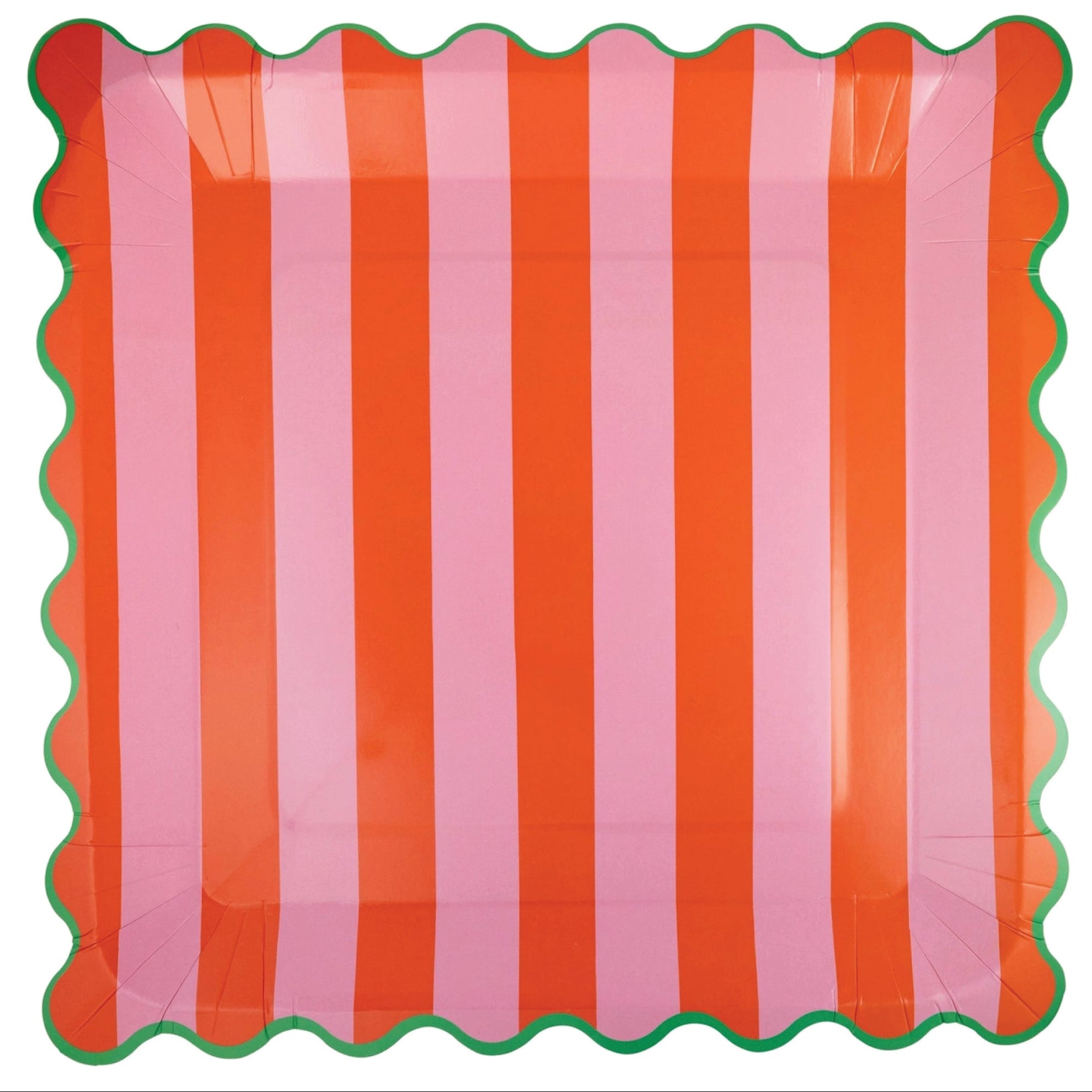 Red and Pink Striped Dinner Plates
