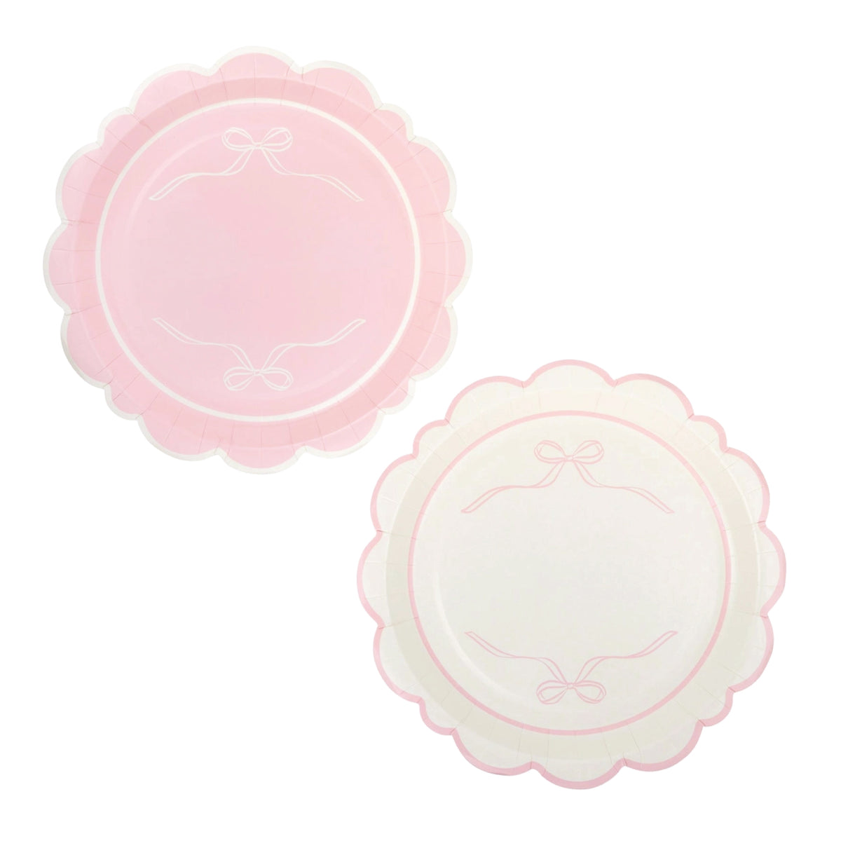 Pink bow scalloped lunch plates