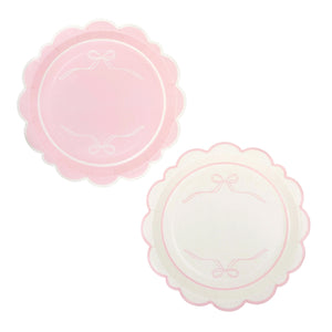 Pink bow scalloped lunch plates