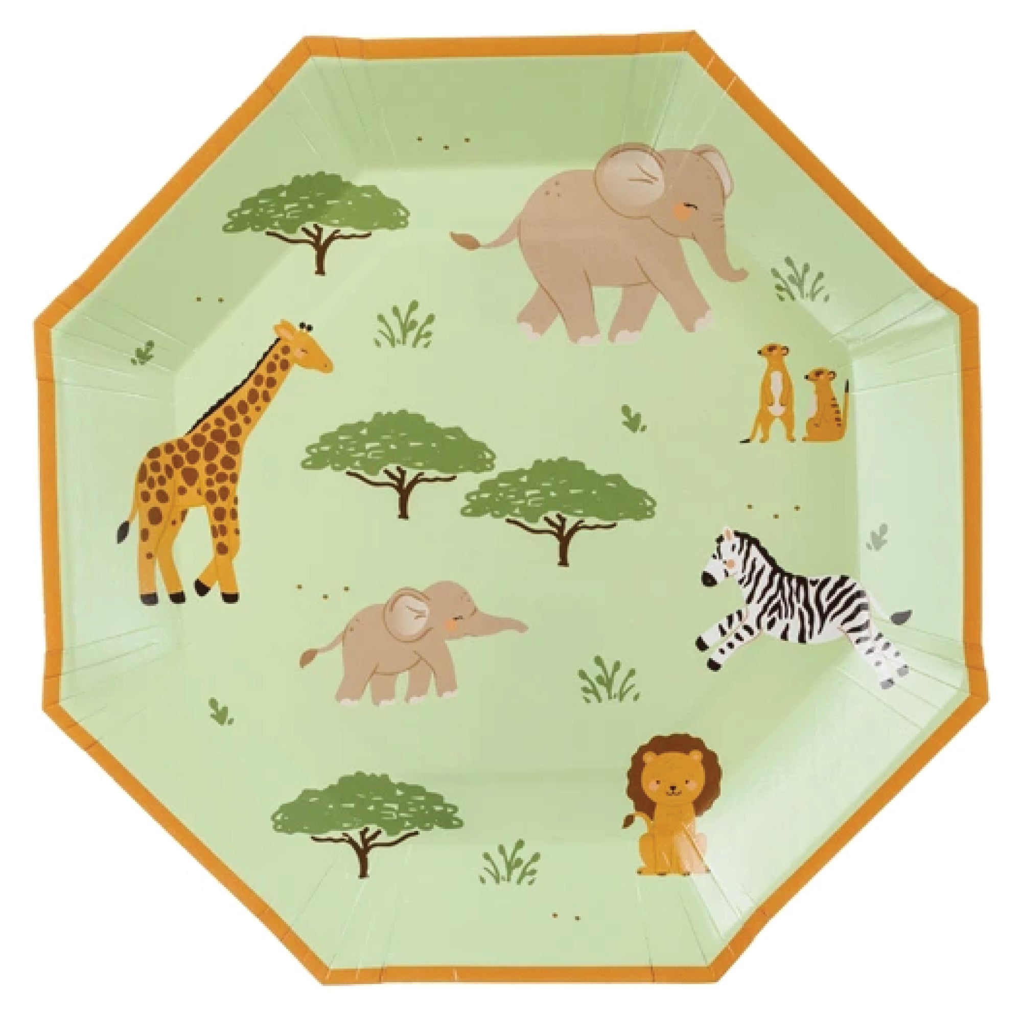 Safari Animal Lunch Plates with illustrated jungle animals