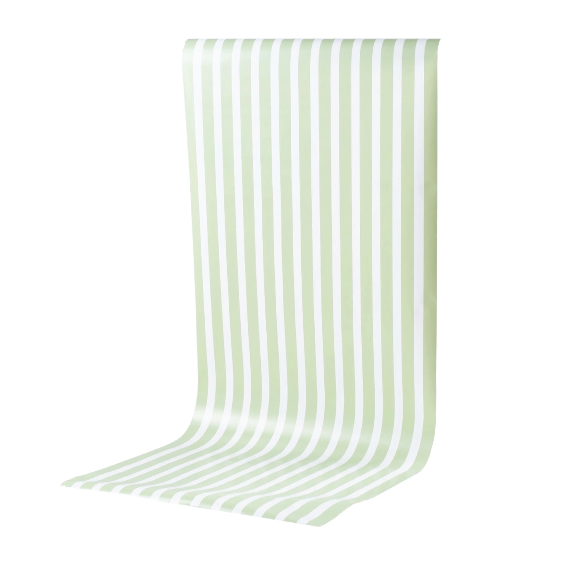 Sage green and white striped table runner