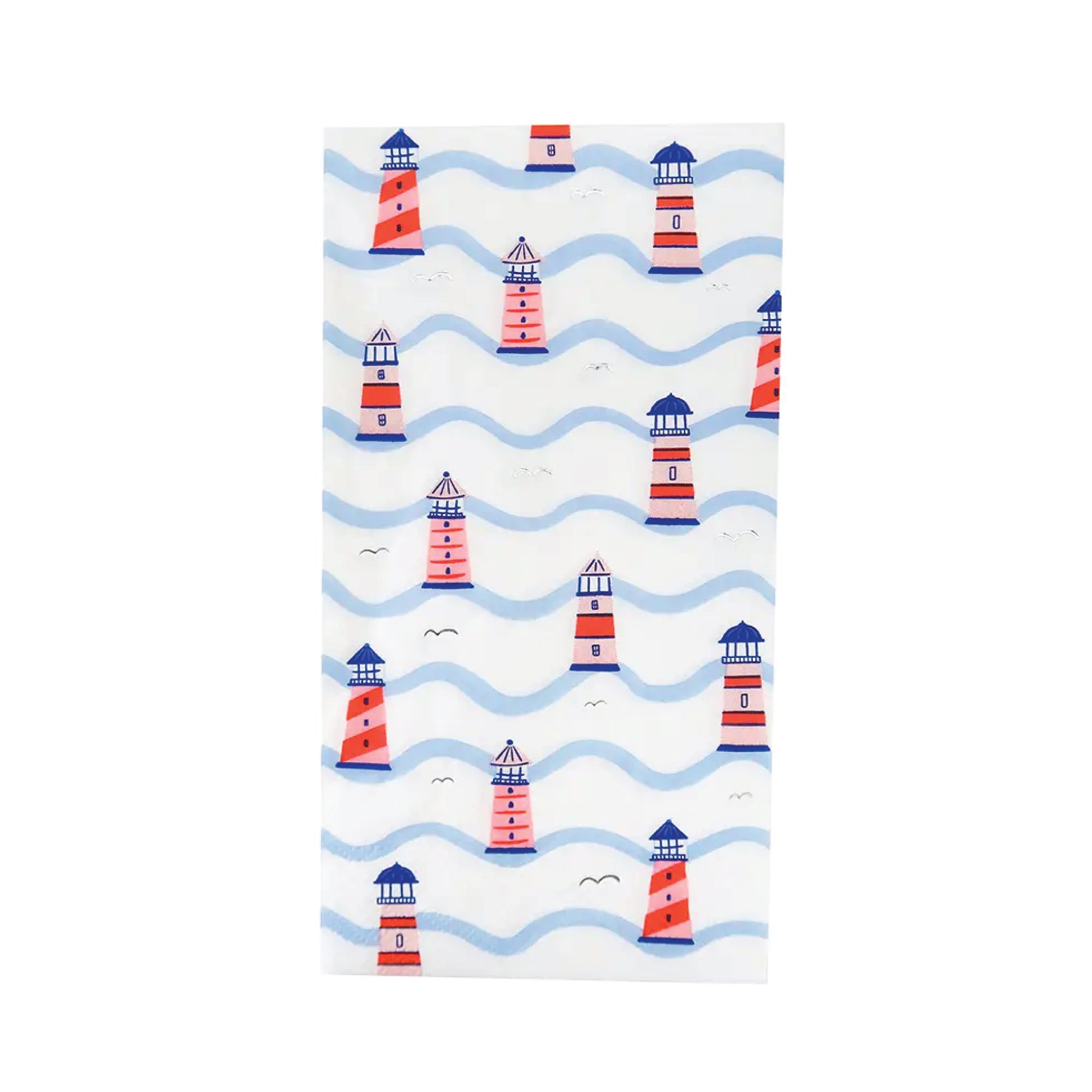 Guest towel napkins with lighthouse and wave pattern
