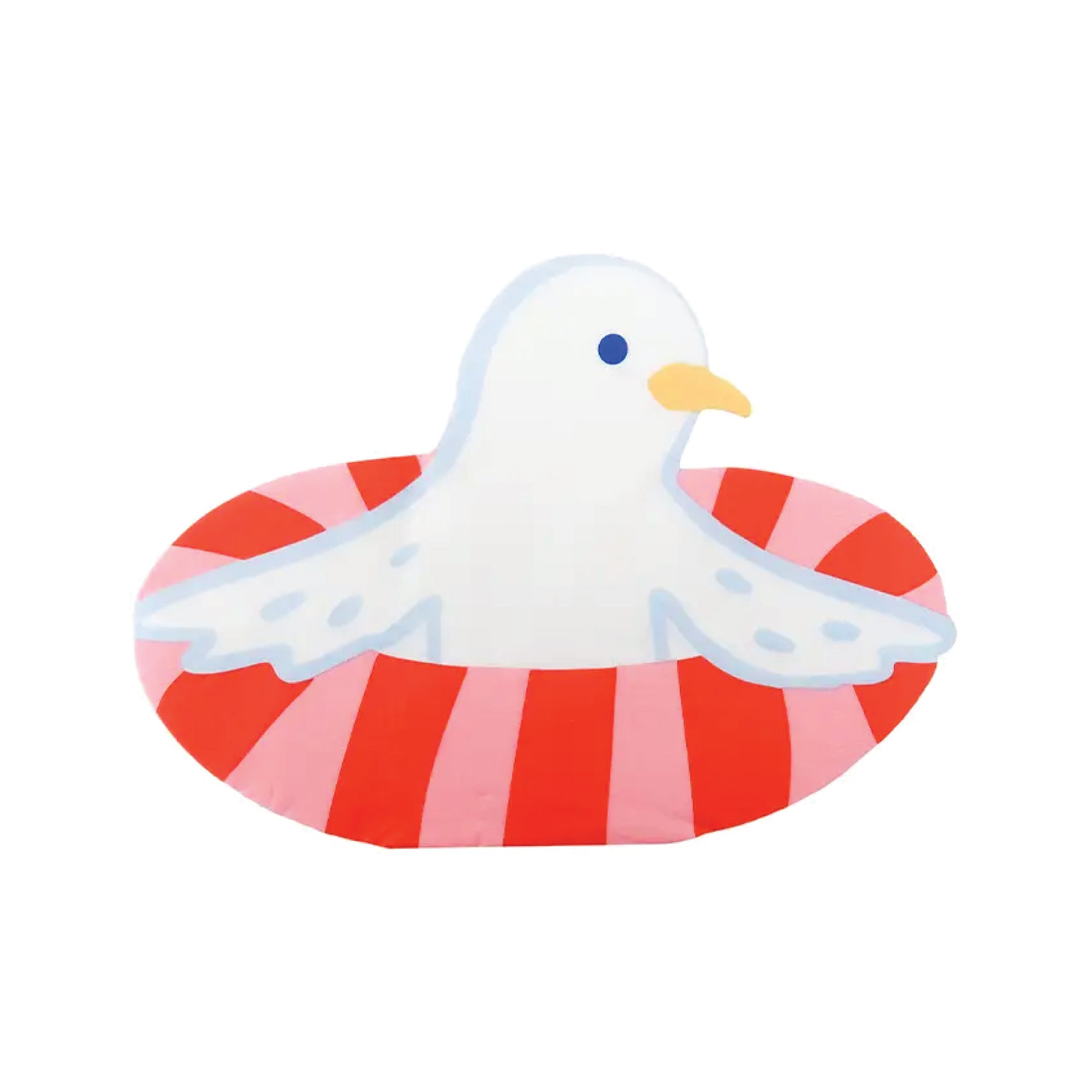 Die-cut seagull shaped lunch napkin with striped swim ring