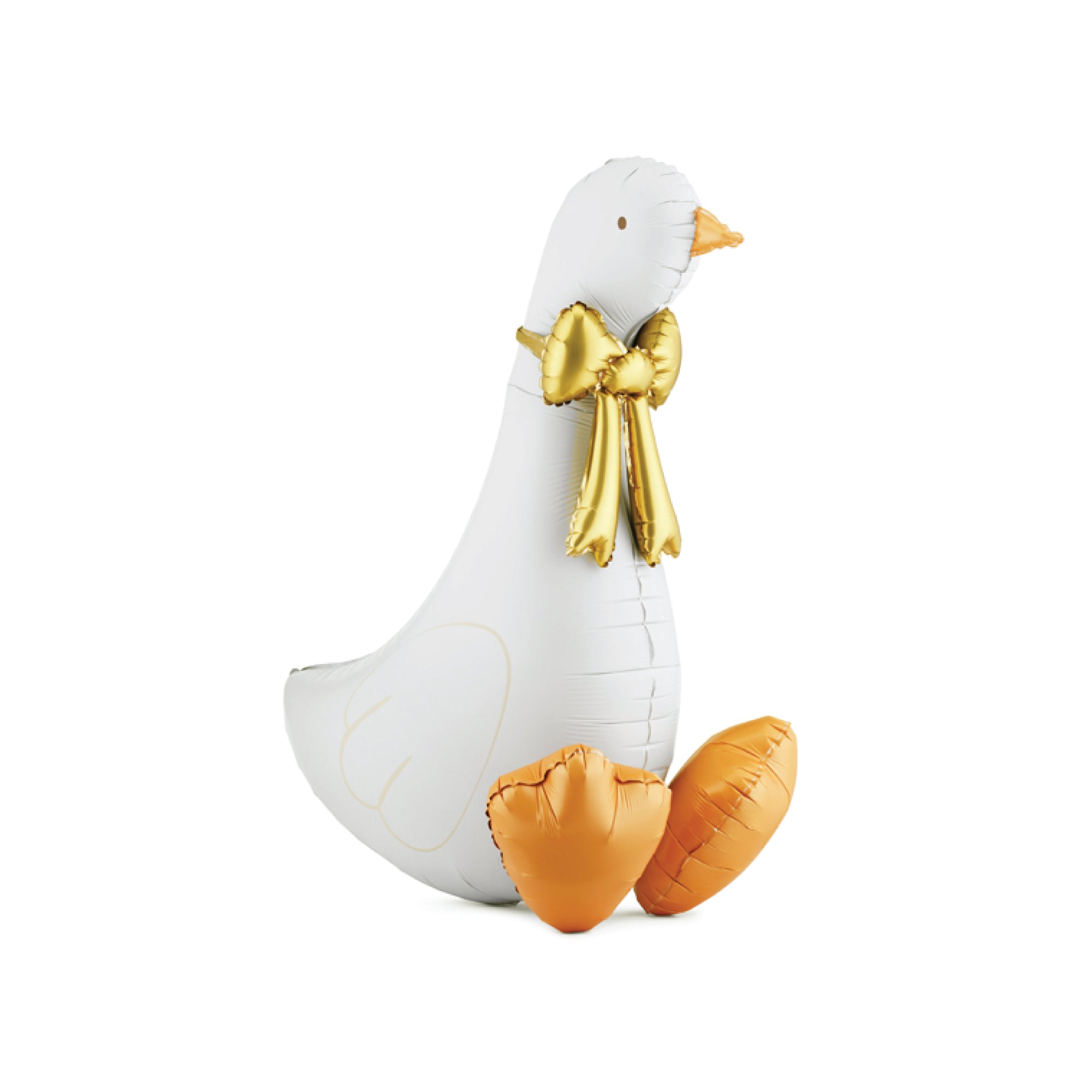 Large sitting goose foil balloon with gold bow