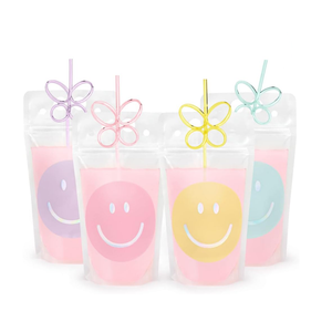 Smily Drink Pouches & Butterfly Straws 16ct | The Party Darling
