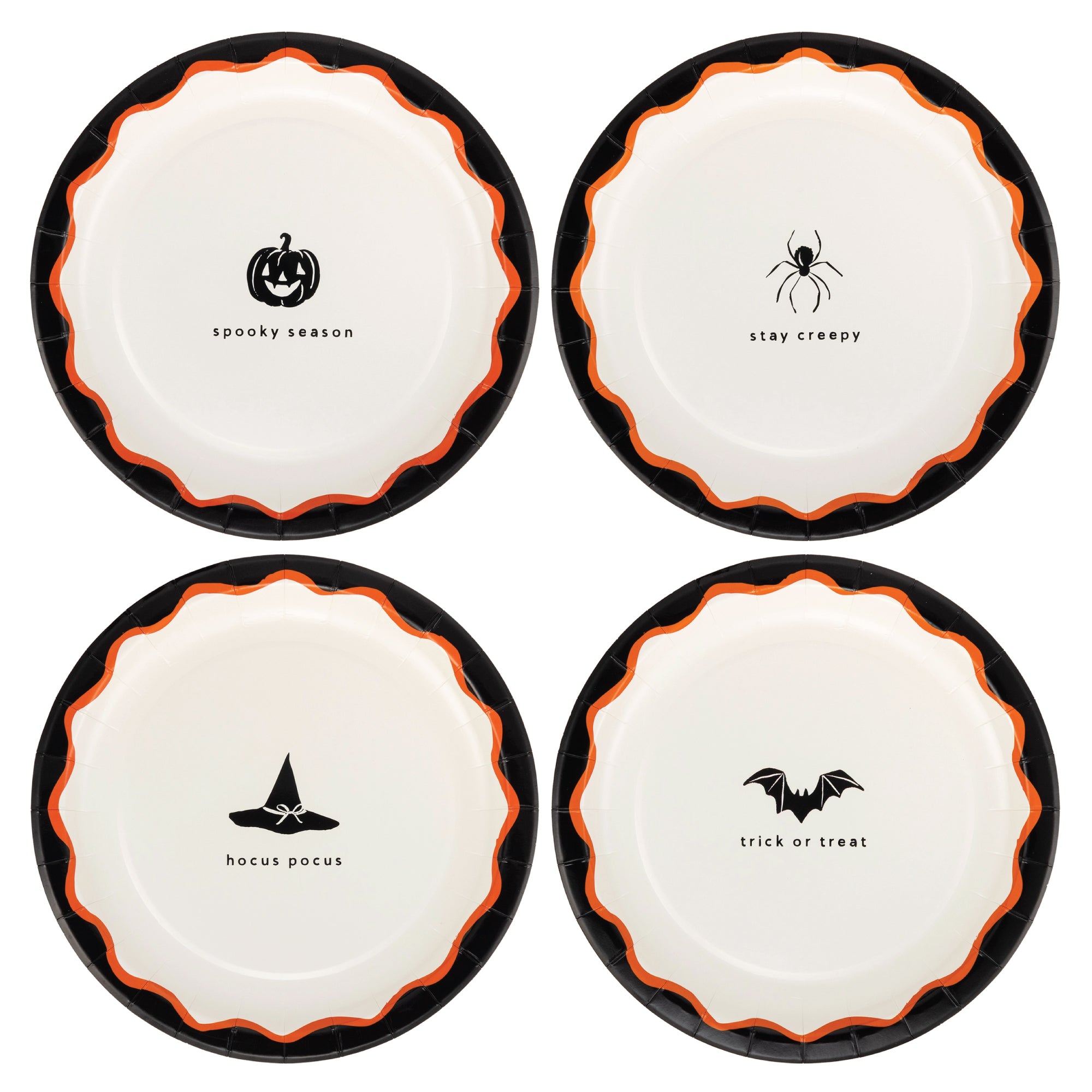 Halloween Icons Dessert Plates Set with four assorted designs