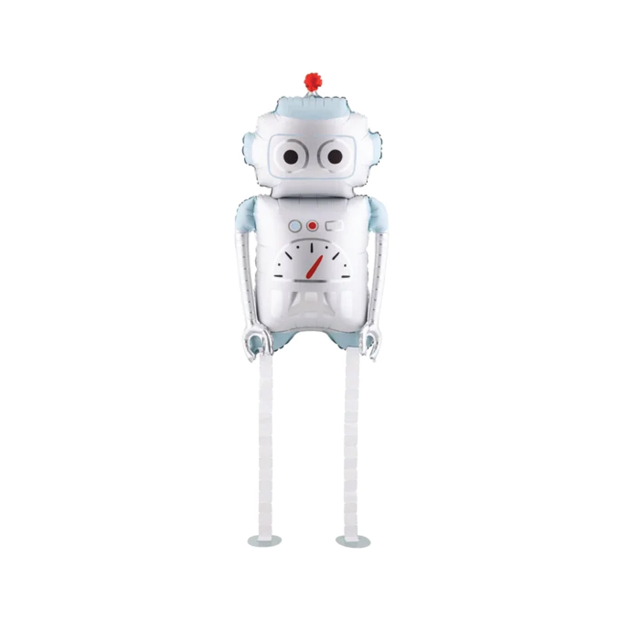 Standing Robot Foil Balloon in silver and light blue